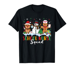 School Nurse Squad Reindeer Snowman Gingerbread Christmas T-Shirt