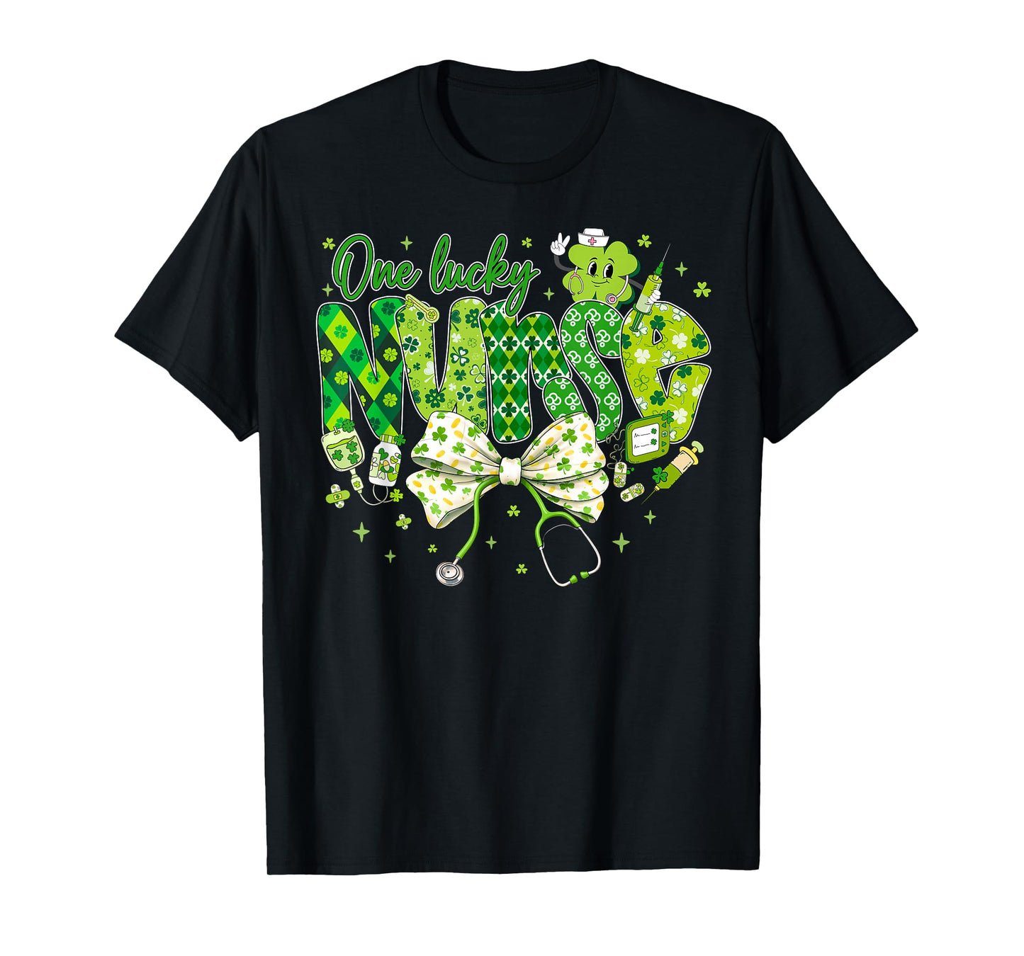 One Lucky Nurse St Patrick's Day Coquette Bow Shamrock Women T-Shirt