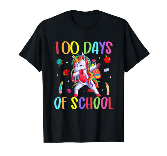Happy 100th Day of School Kids Girls Unicorn Teacher Student T-Shirt
