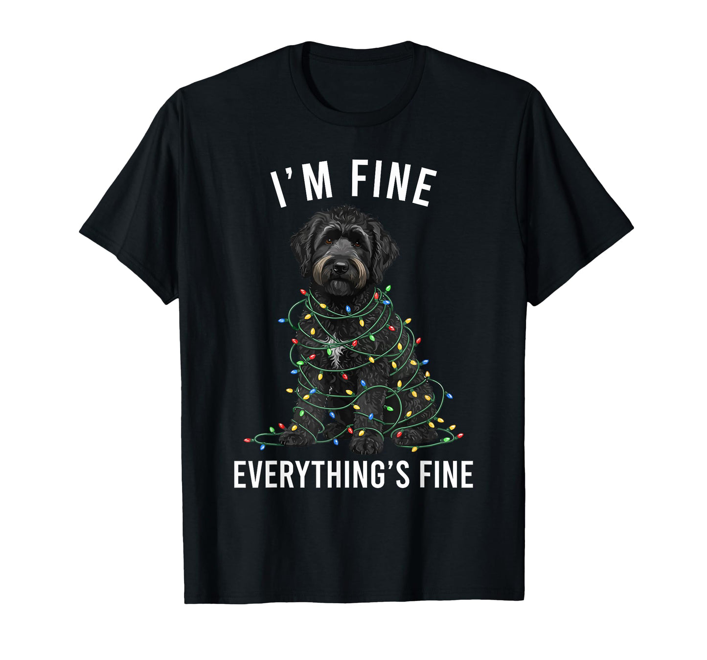 Black Labradoodle Christmas I'm Fine Everything is Fine T-Shirt