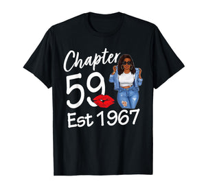 Chapter 59 Est 1967 59th Birthday Afro Black Queen T-Shirt