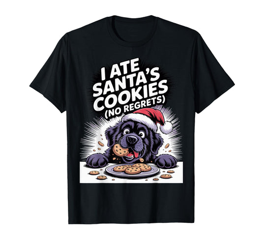 I Ate Santas Cookies Xmas Puppy Funny Christmas Newfoundland T-Shirt