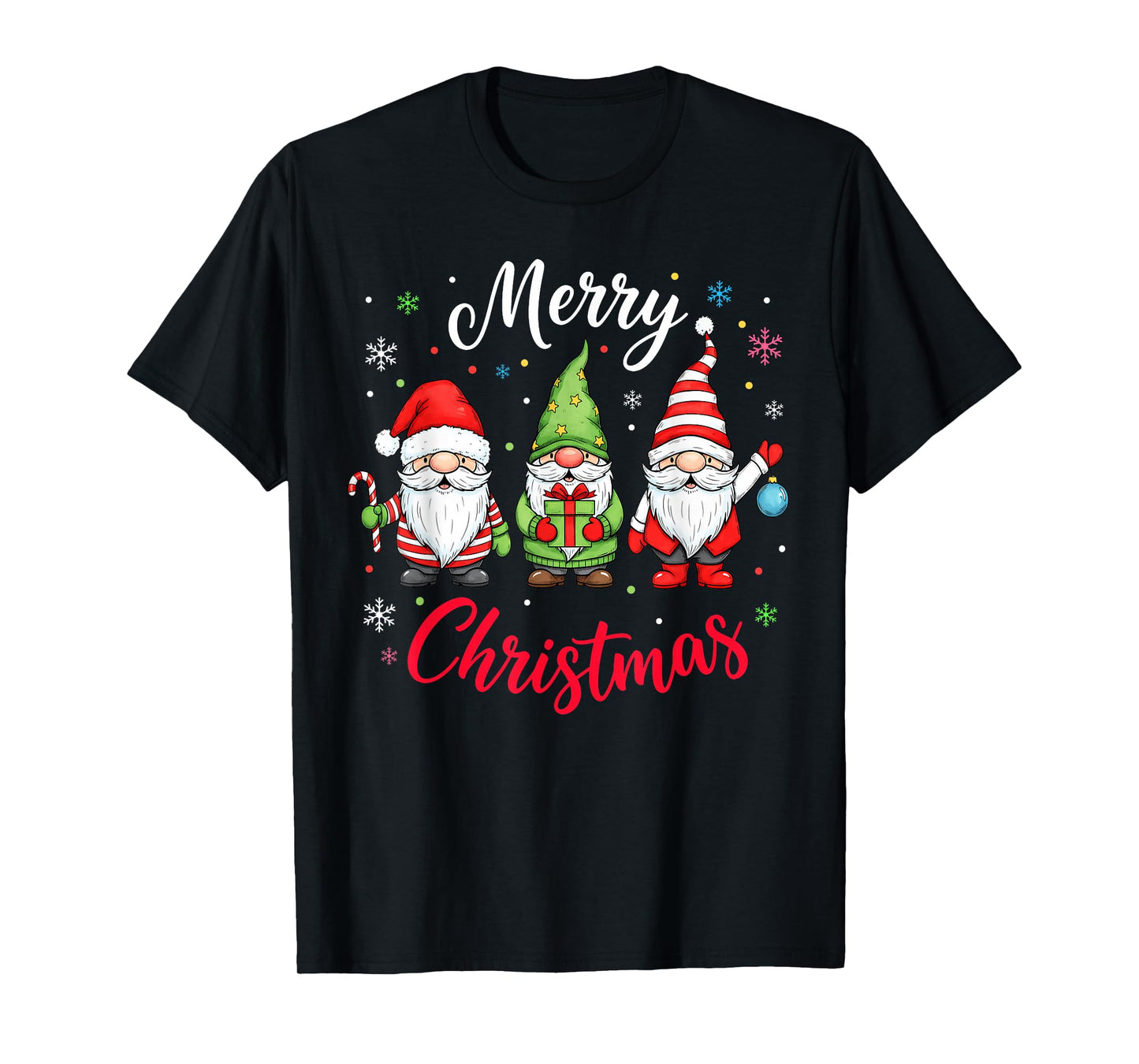 Funny Christmas Cute Gnome Santa Family Matching Pajamas T-Shirt