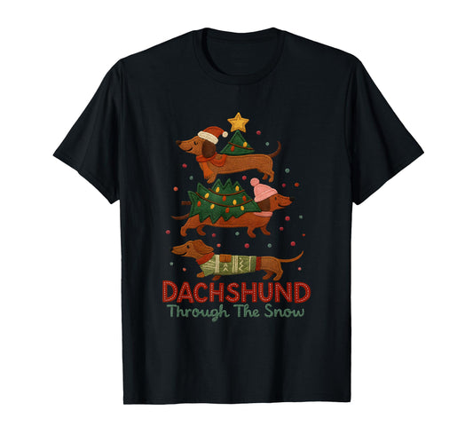Dachshund Through The Snow Cozy Dog Christmas T-Shirt