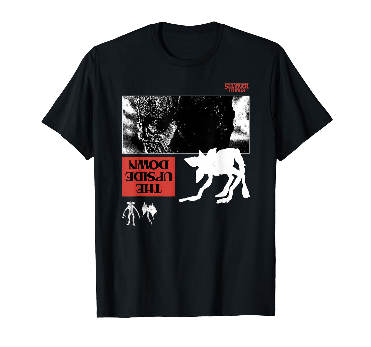 Stranger Things Demodog and Upside Down Red T-Shirt