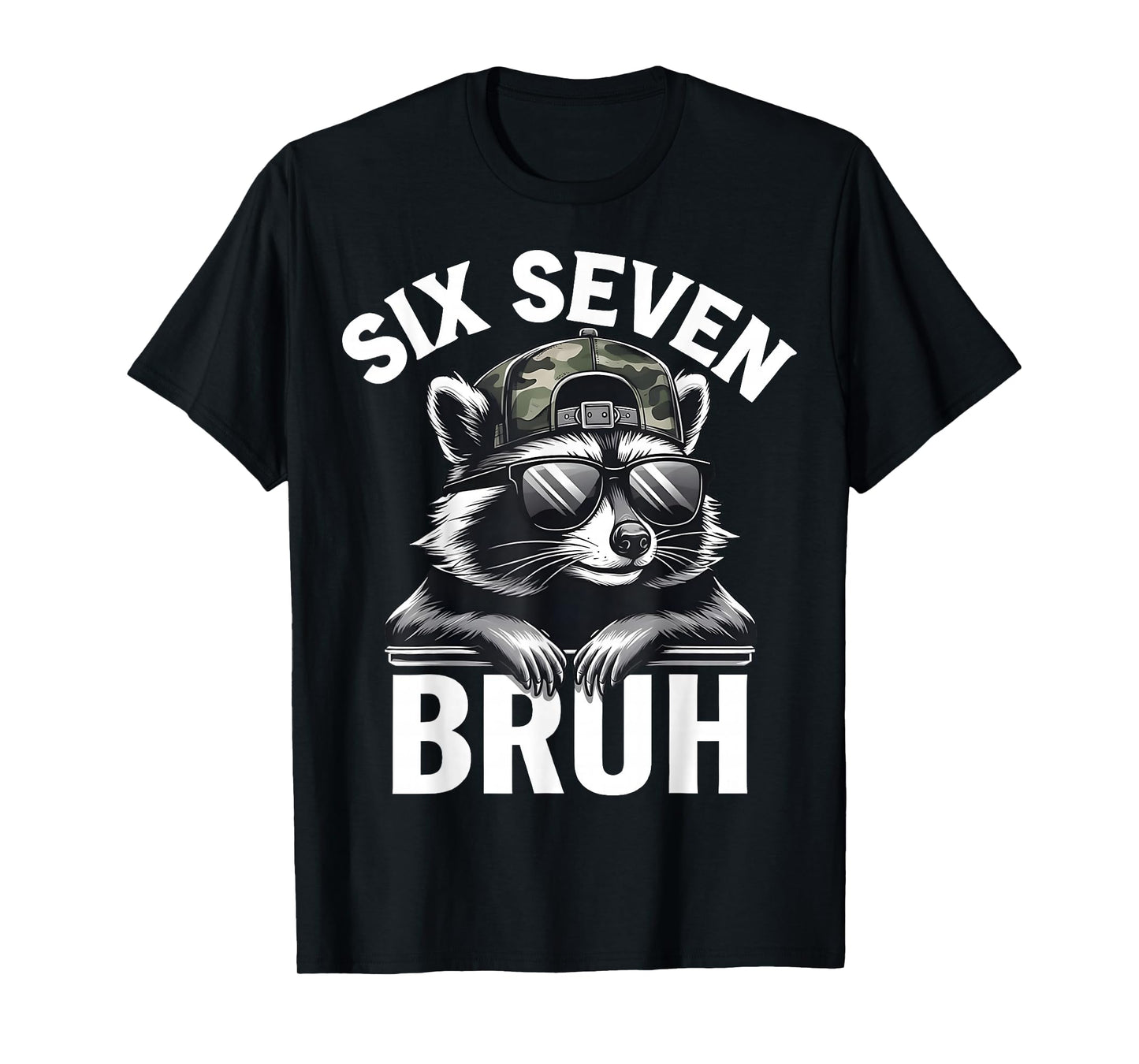 Six Seven 6 7 Raccoon Graphic Funny Gift for Men Kids Boys T-Shirt