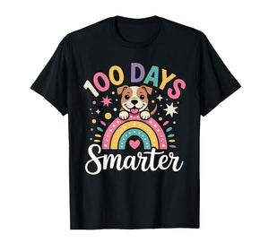100 Days Smarter Pitbull Dog Rainbow 100th Day of School T-Shirt