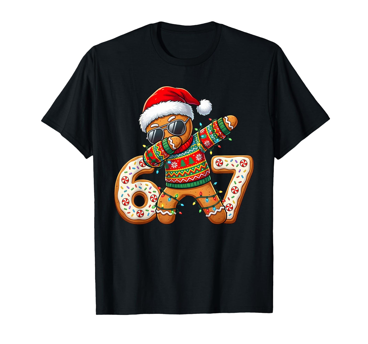 Funny Gingerbread Six Seven 67 Ice Cream Drip Christmas Boys T-Shirt