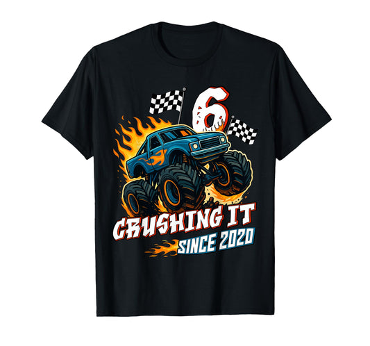 Birthday Monster Truck 6 Year Old Boys 6th Party Born 2020 T-Shirt