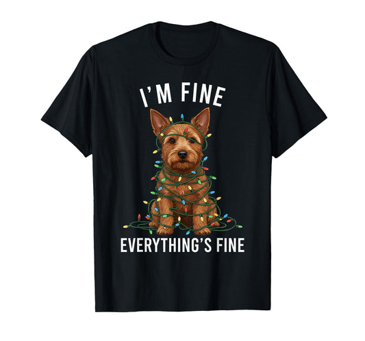 Norwich Terrier Christmas I'm Fine Everything is Fine T-Shirt