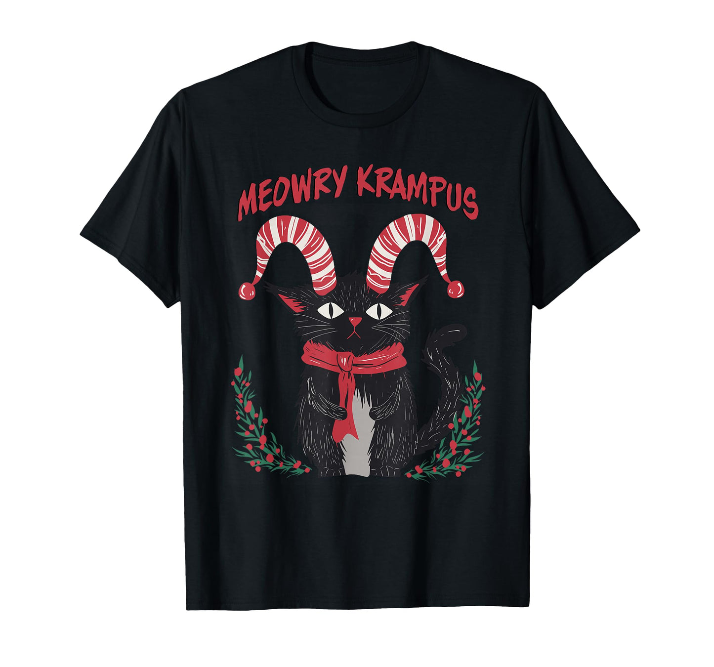 Meowry Krampus Funny Krampus is Coming to Town Cat Christmas T-Shirt