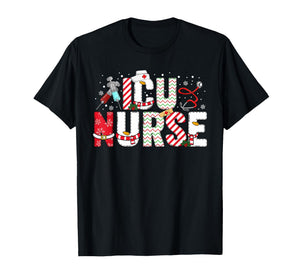 Coquette ICU Nurse Christmas Nurse Pajama Xmas Nurse Crew T-Shirt