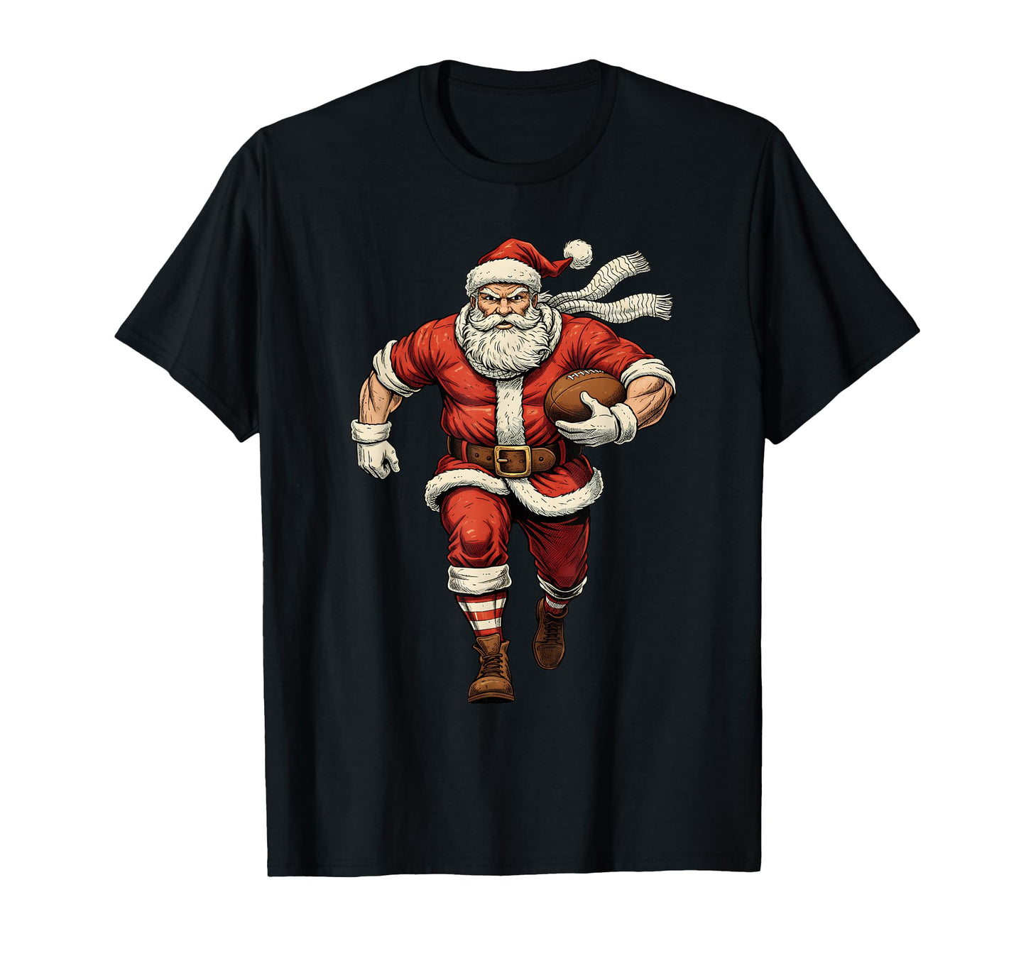 Christmas Santa Playing Rugby Sport Player Xmas Holiday T-Shirt