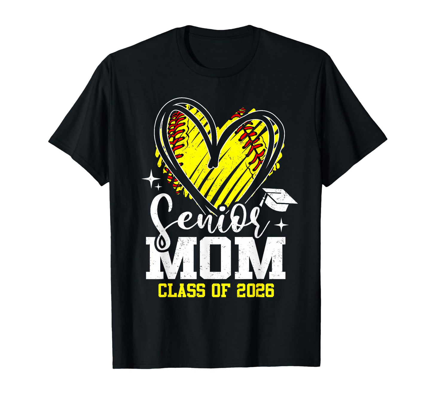 Proud Senior Mom Class of 2026 Softball Graduation Heart T-Shirt
