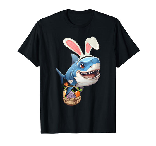 Bunny Shark Easter Eggs Basket Kids Boys Girls T-Shirt