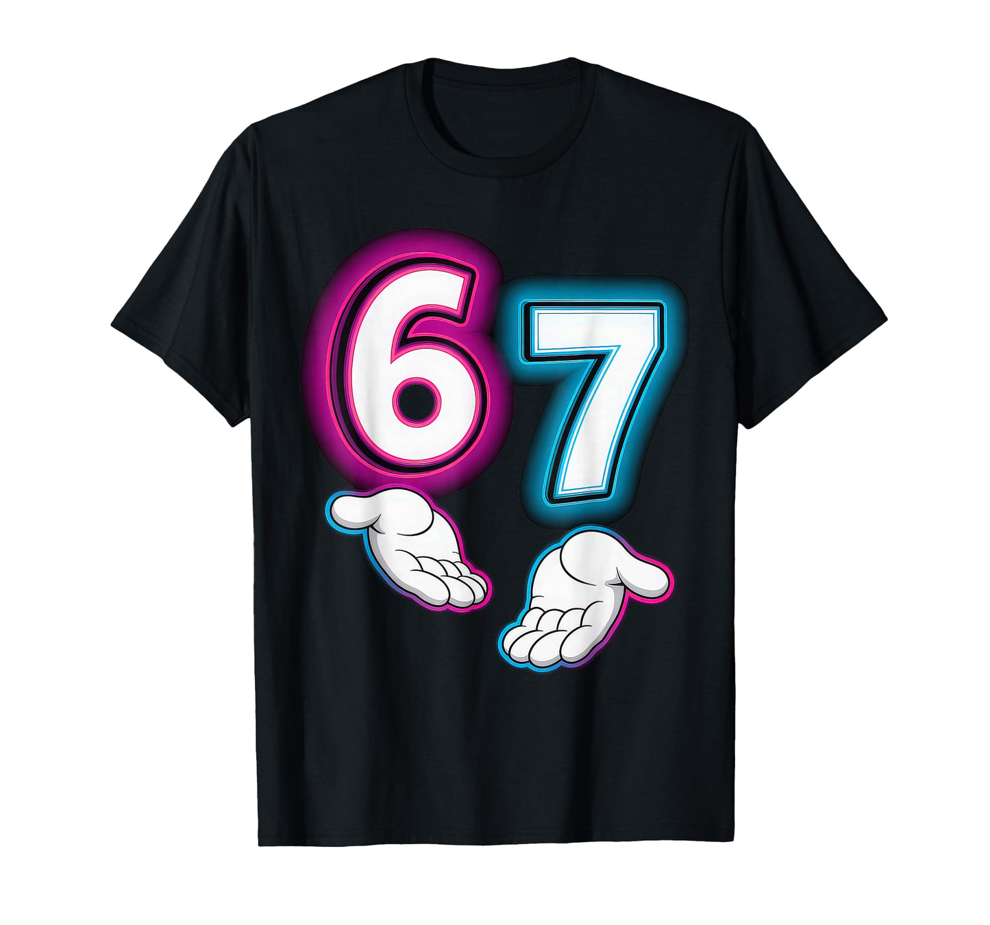 Six Seven 67 Meme 6 7 Glowing Hands T-Shirt
