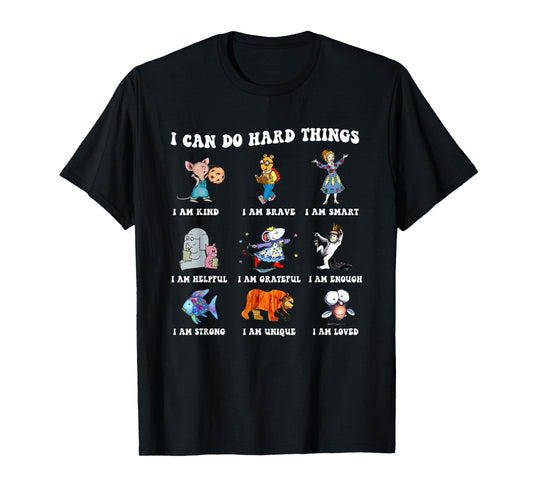Read Book Characters I Can Do Hard Things Back to School T-Shirt