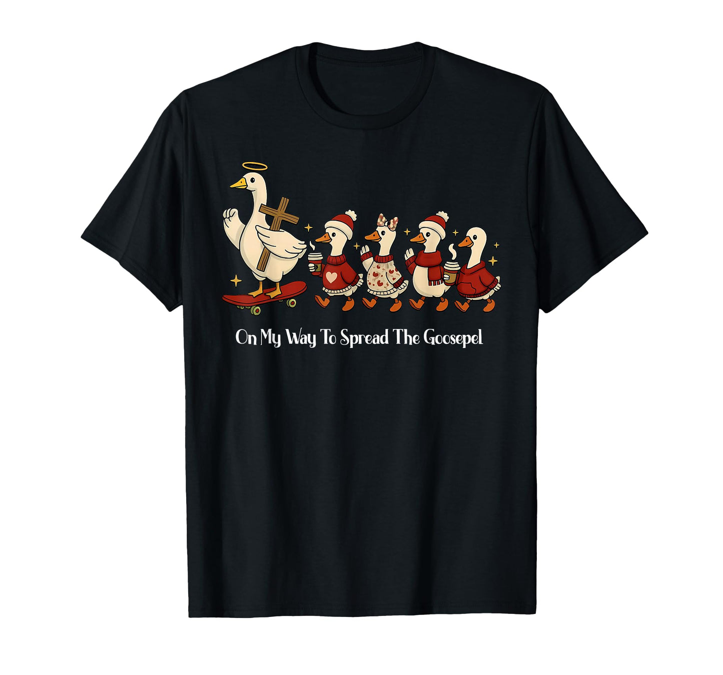 On My Way to Spread The Gospel Christian Christmas Goose T-Shirt