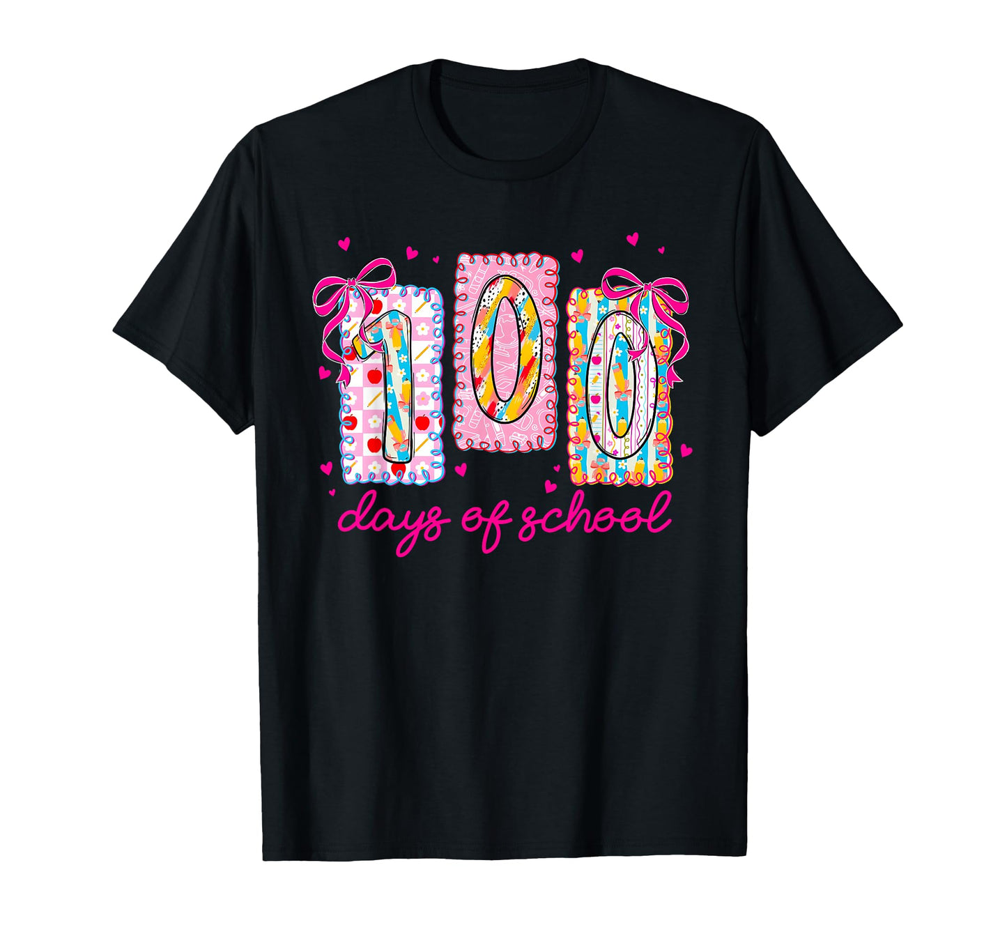 Preppy 100 Days of School Coquette Bow 100th Day of School T-Shirt