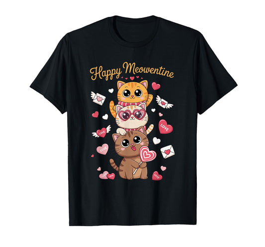 Happy Meowentines Cute Valentine Cat Lovers Girls Women Kid T-Shirt