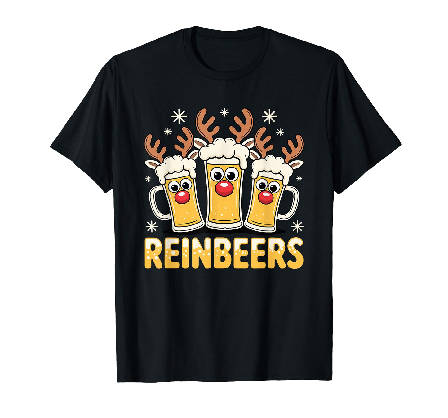 Reindeer Beer Mugs Christmas Holiday Fun T-Shirt