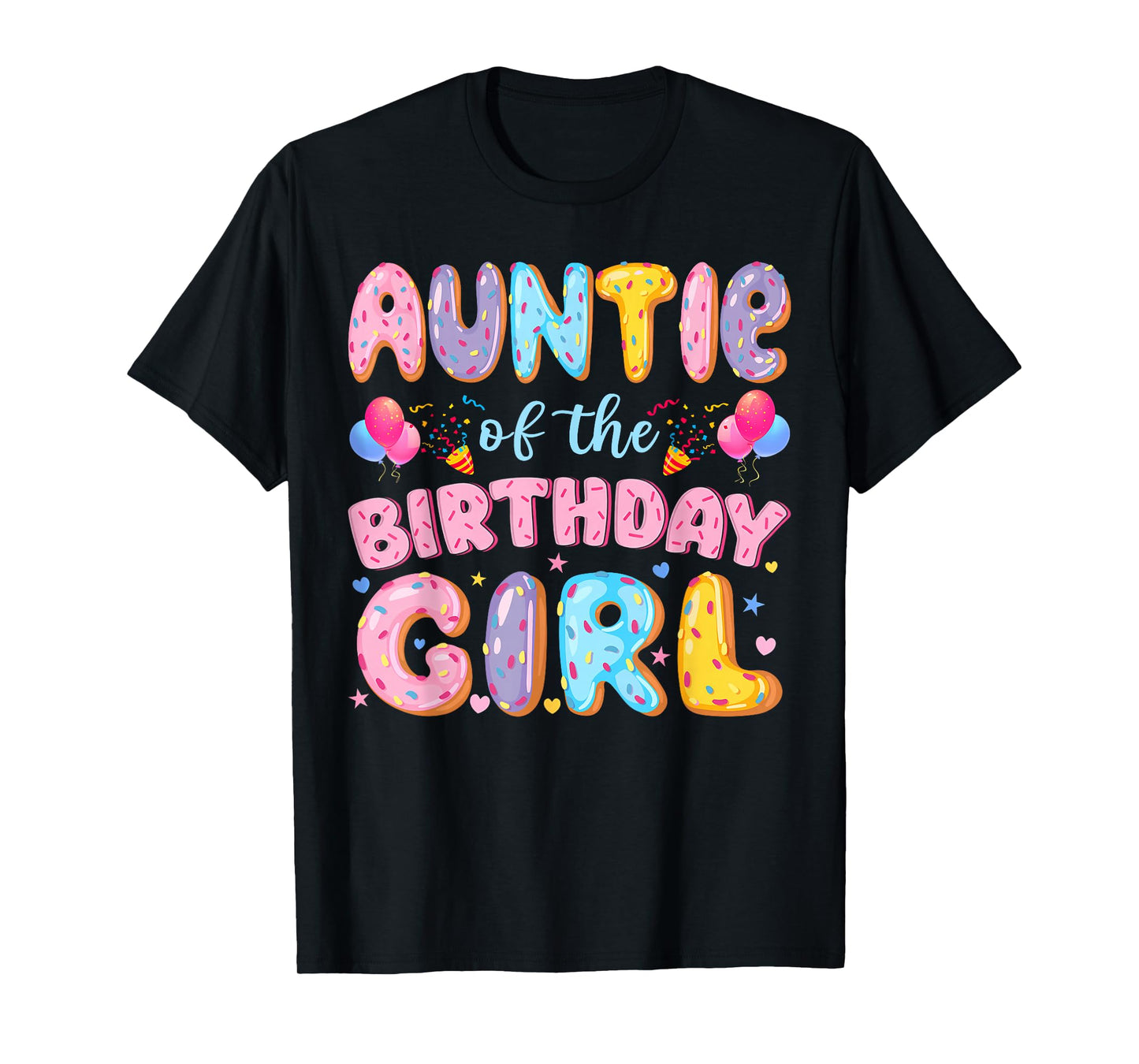 Auntie of The Birthday Girl Sweet Donut Birthday Party T-Shirt