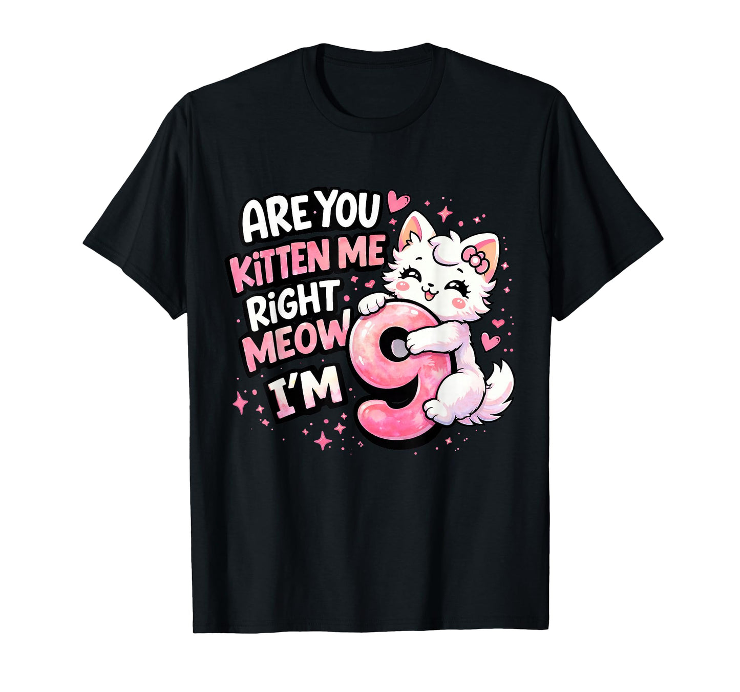 9th Birthday Girl Cute Kitten Cat 9 Year Old Birthday Party T-Shirt