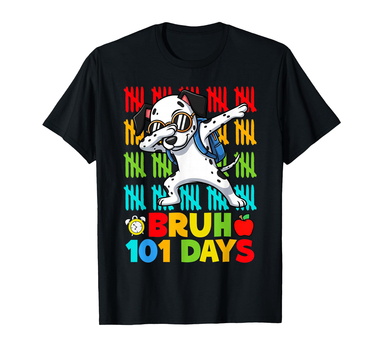 Bruh 100 Days of School Dalmatian Dog Boys 100 Days Smarter T-Shirt
