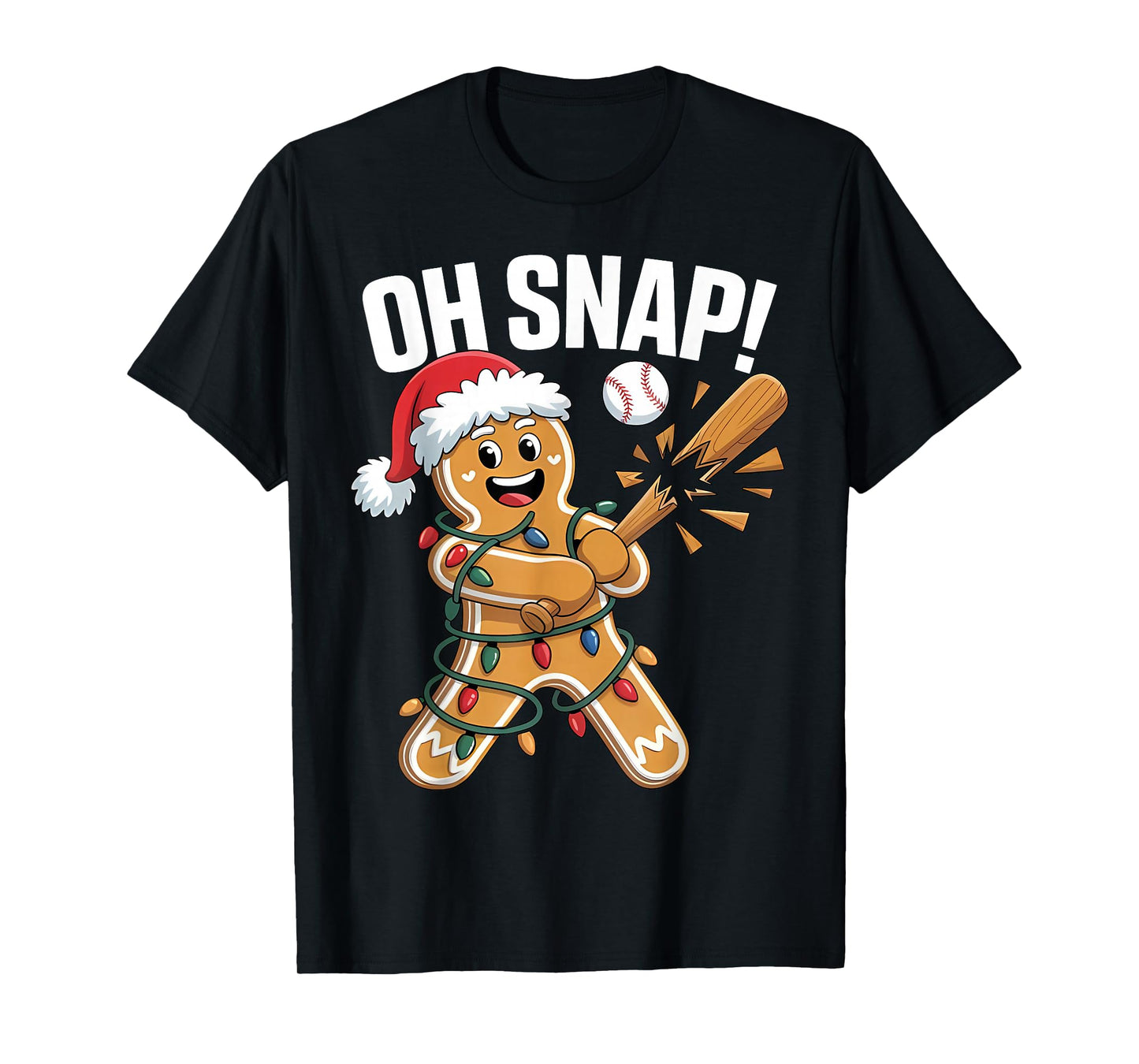 Oh Snap Gingerbreadman Christmas Baseball T-Shirt