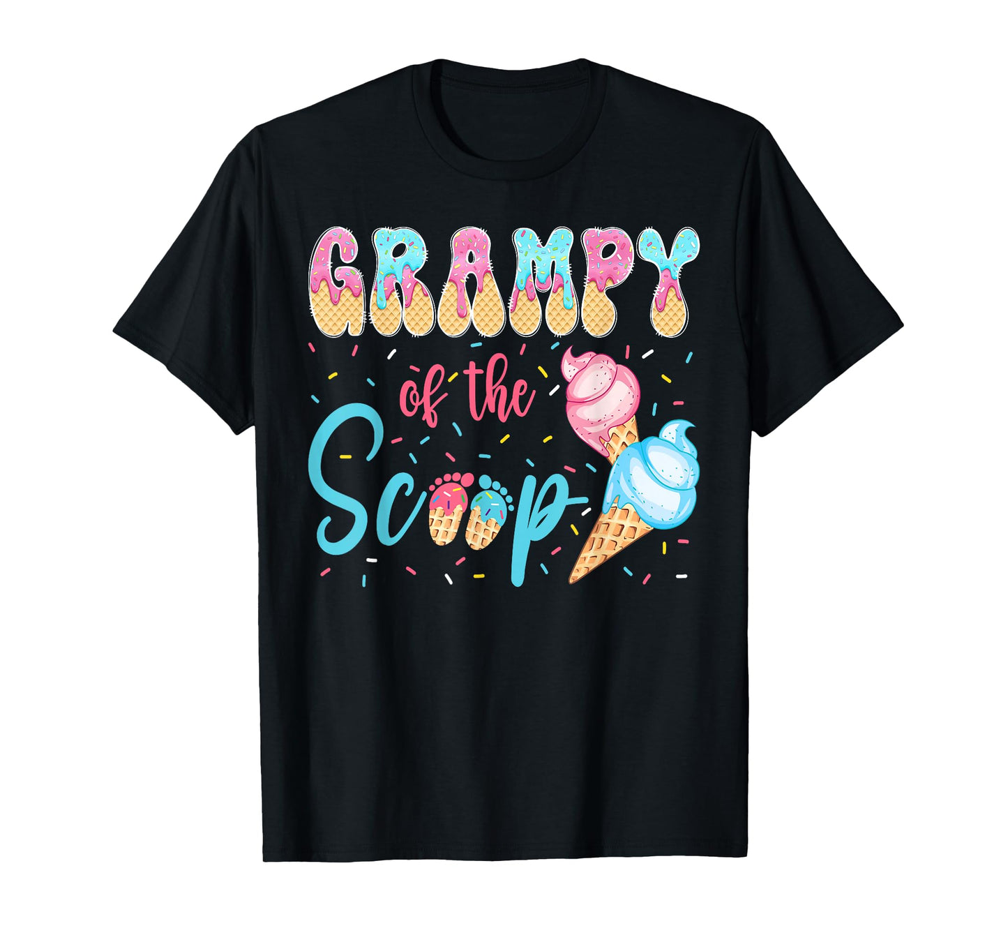 Grampy of The Scoop Ice Cream Gender Reveal Baby Shower T-Shirt