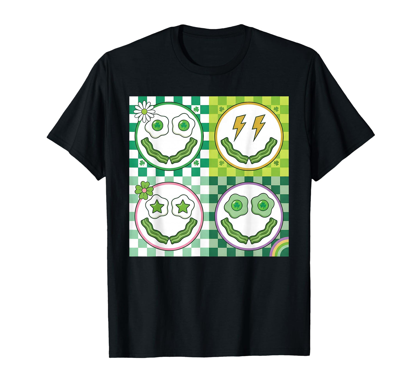 Green Smile Face Eggs and Bacon Breakfast St Patricks T-Shirt