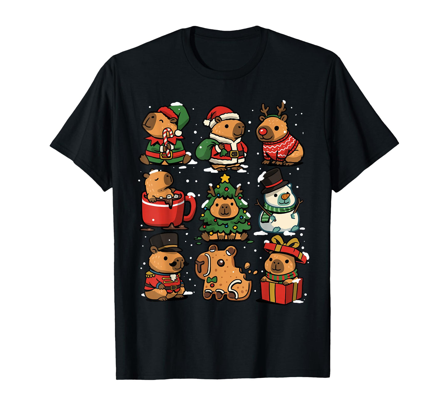 Christmas Capybara Funny Cappy Xmas Family Capybaras Winter T-Shirt