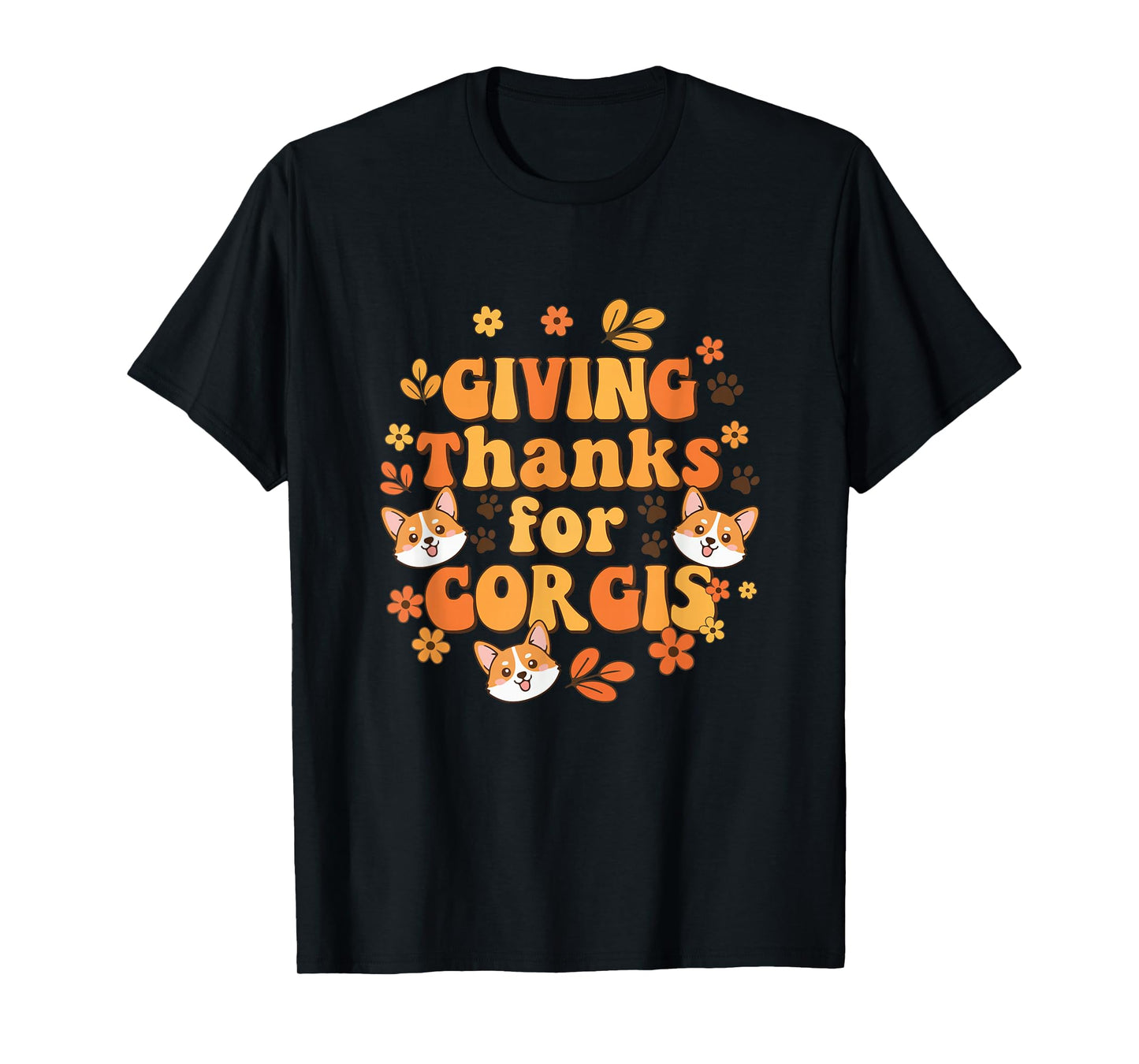 Thanksgiving for Corgis Costume Fall Floral Dog Owner T-Shirt