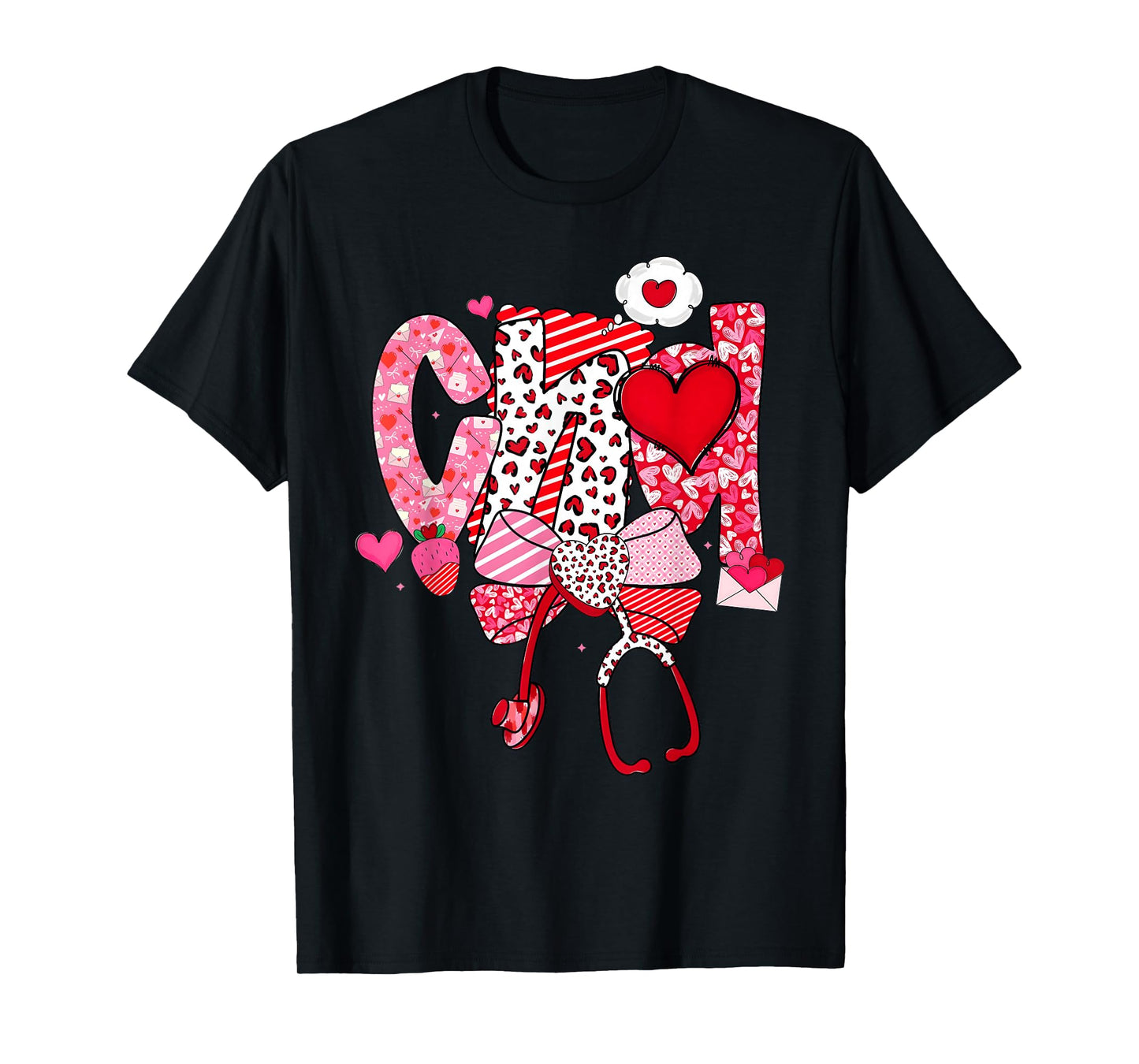 Happy Valentine CNA Nurse Coquette Bow Heart Girl Women T-Shirt