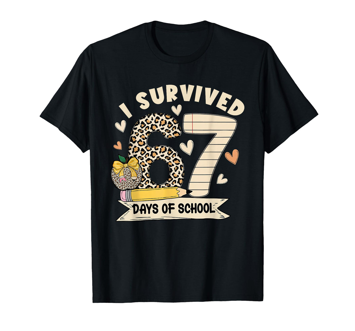 I Survived 67 Days of School Funny Leopard Student Style T-Shirt