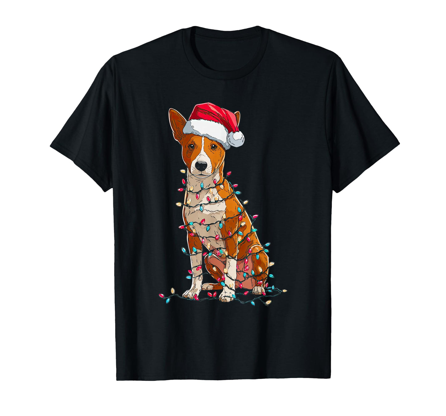 Funny Basenji Christmas Graphics Dog Lights Lover T-Shirt