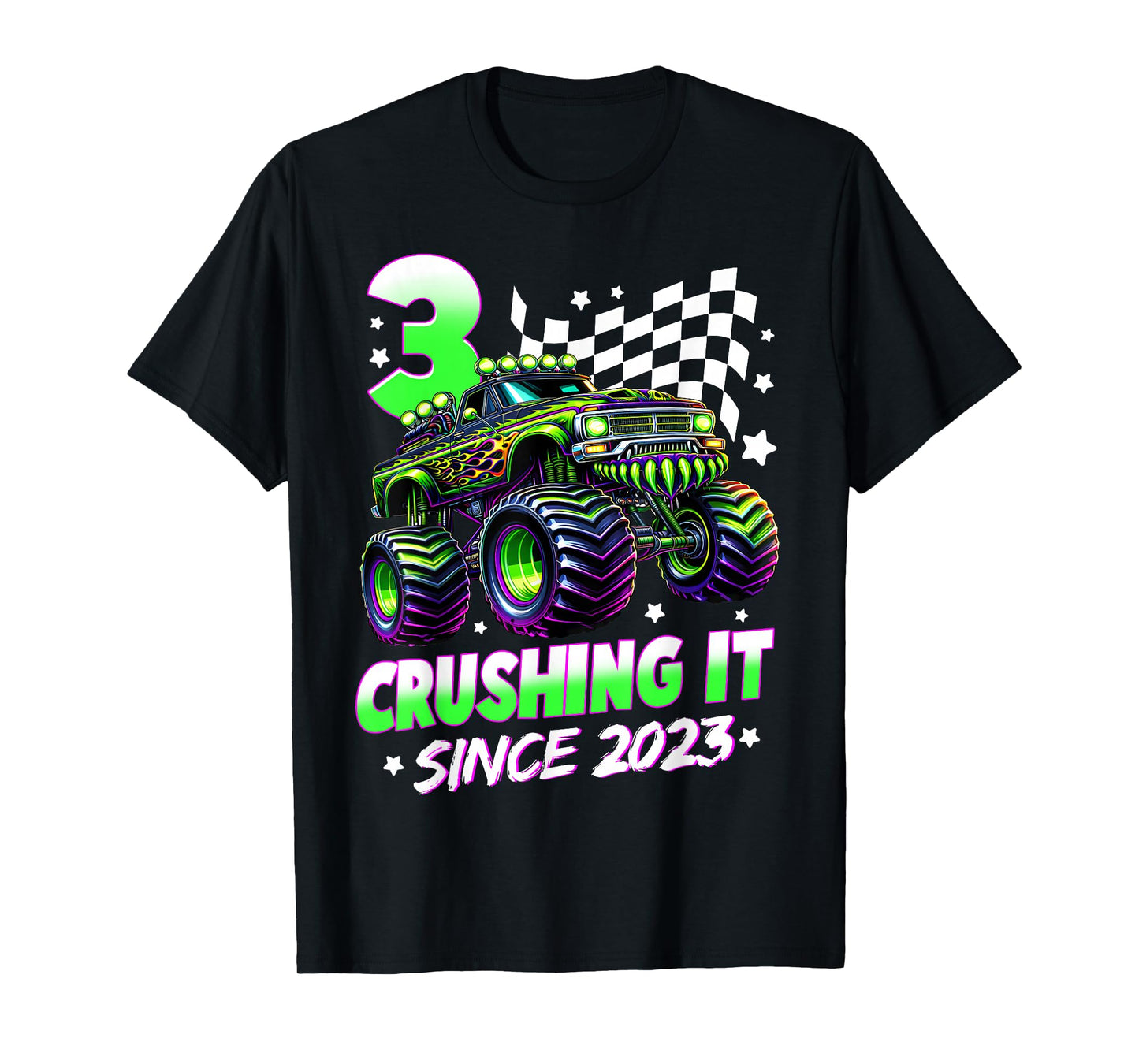 Monster Truck 3 Year Old Boys 3rd Birthday Party Born 2023 T-Shirt