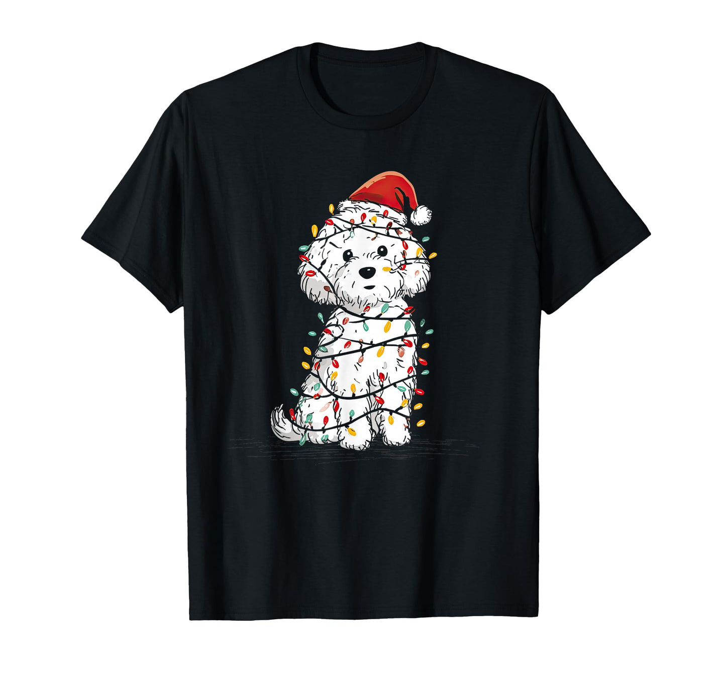 Funny Bichon Frise Christmas Graphics Dog Lights Lover T-Shirt