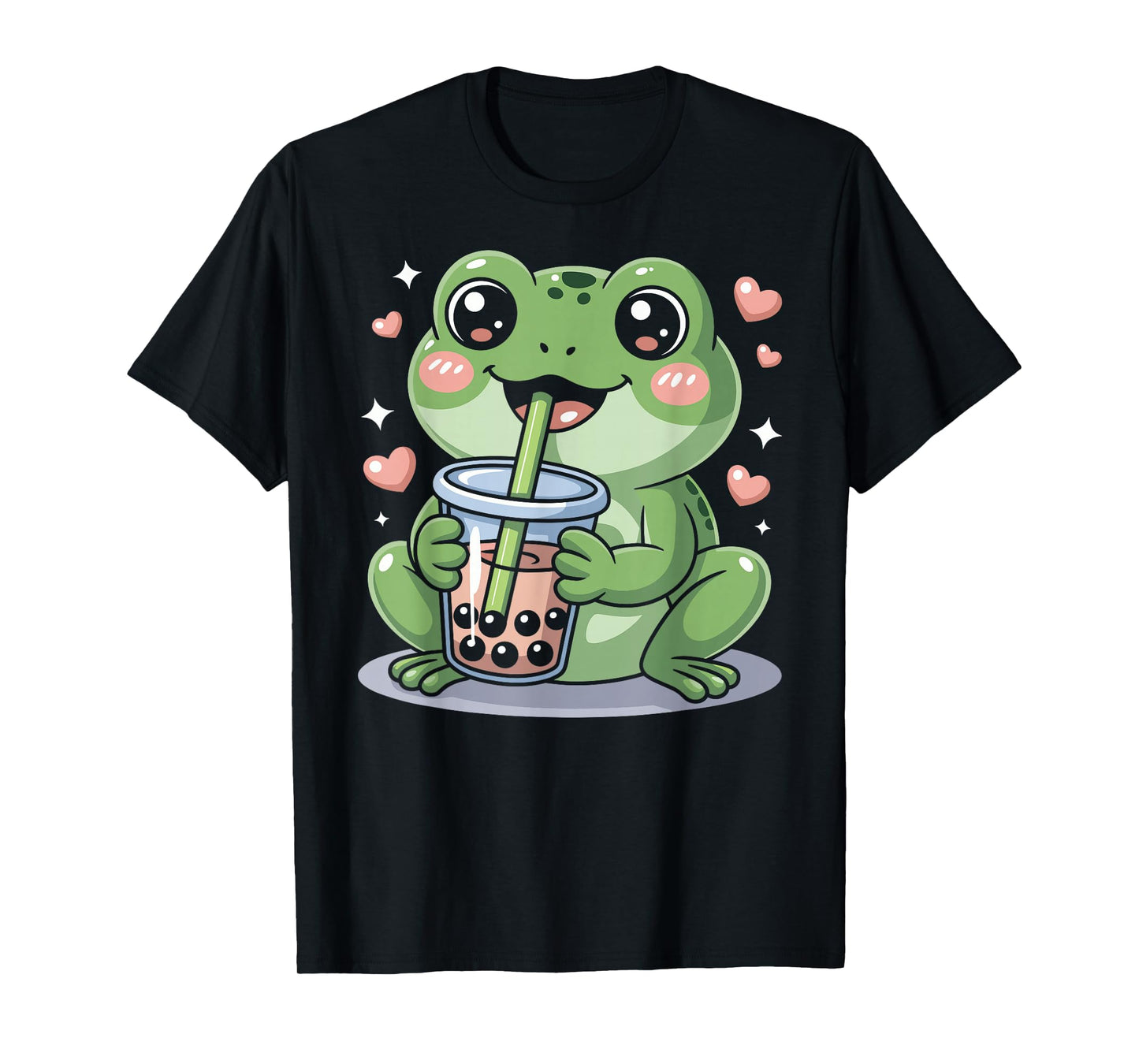 Cute Kawaii Frog Drinking Bubble Tea T-Shirt