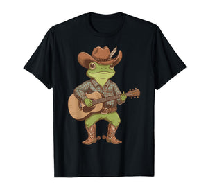 Boys Cowboy Frog Shirt Cowgirl Guitar Country Music Lovers T-Shirt
