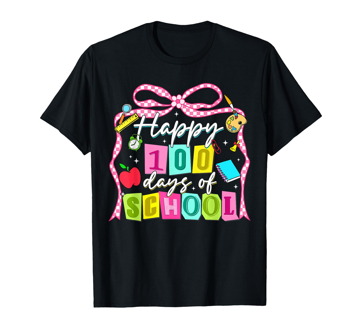 Happy 100 Days of School Cute Coquette Bow Girl Kid Teacher T-Shirt