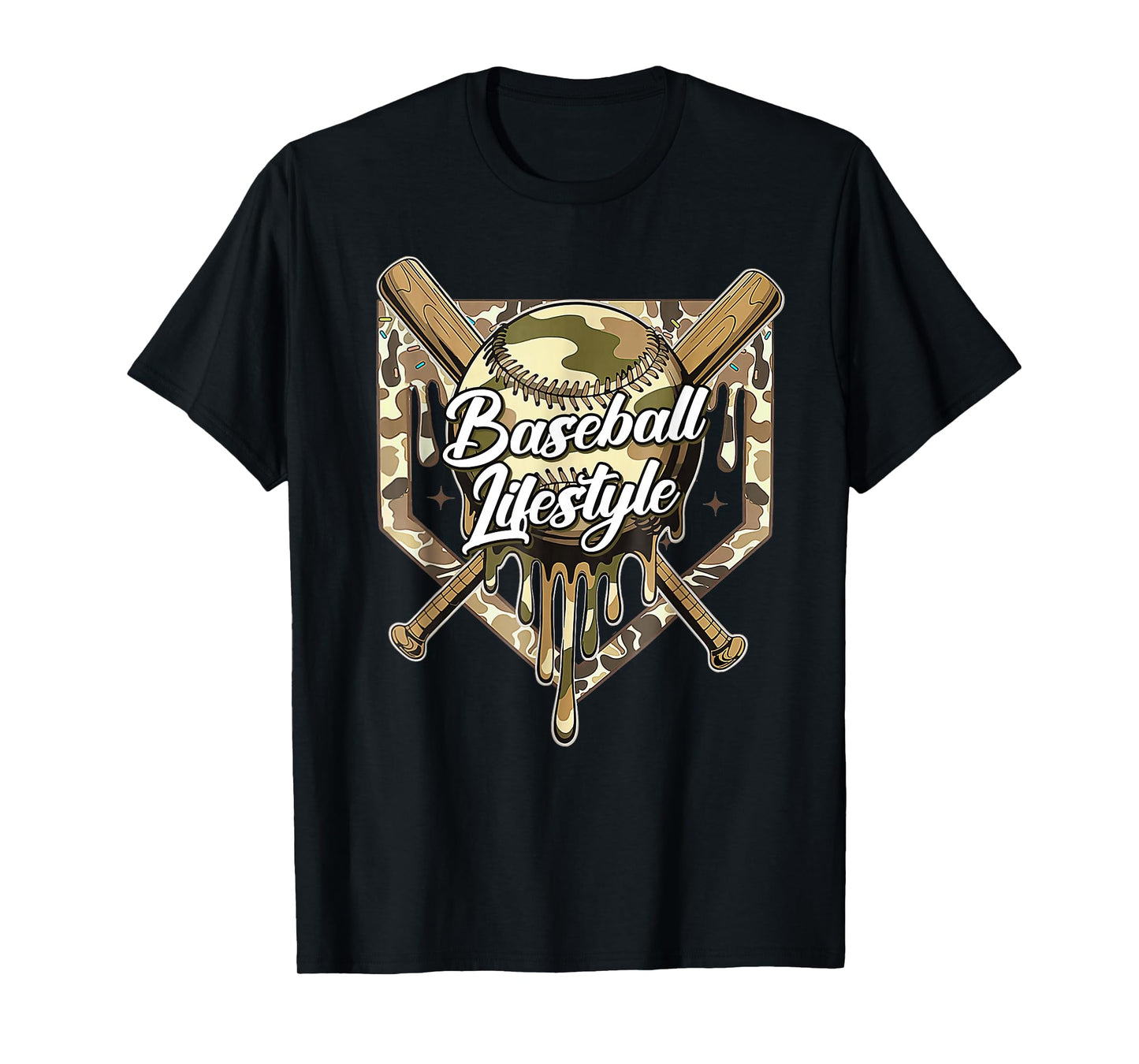 Baseball Life Lifestyle Home Plate Camo Ice Cream Drip Kids T-Shirt