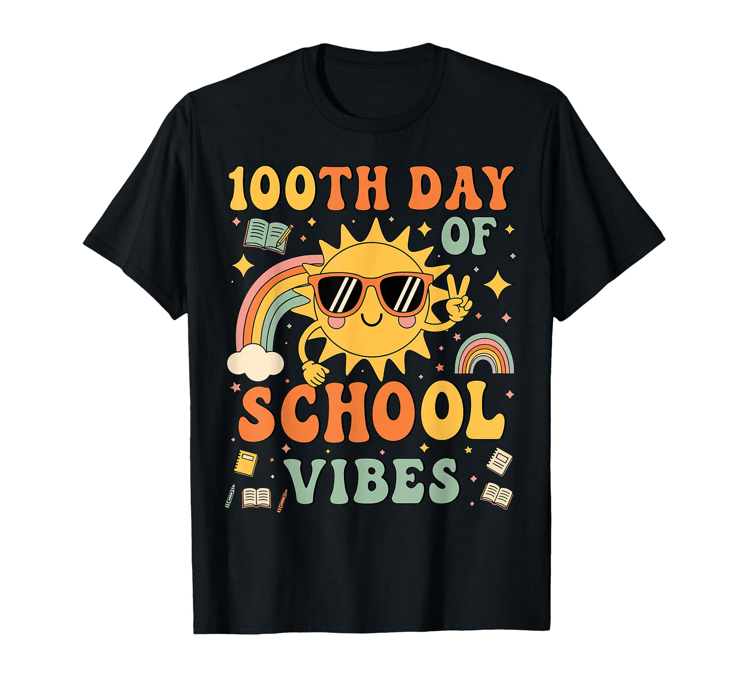 100th Day of School Vibes Cute Smile Face 100 Days of School T-Shirt