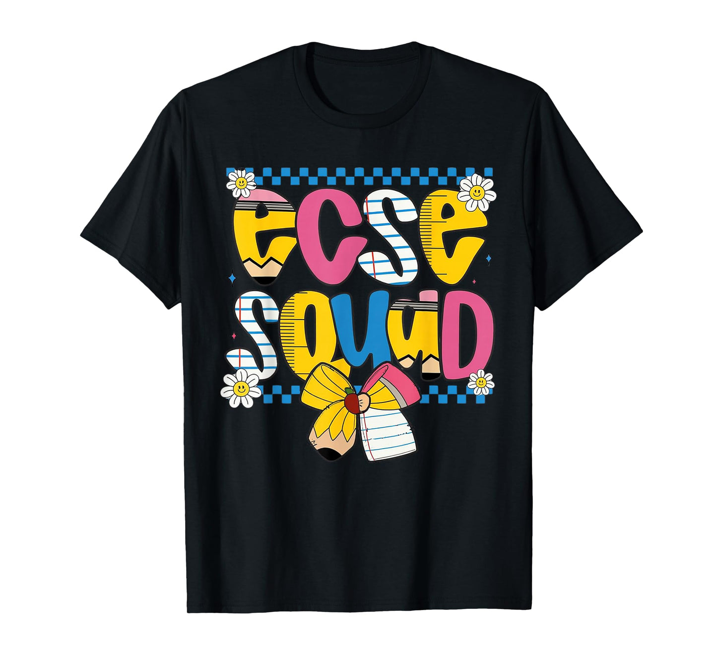 ECSE Squad Retro Rainbow Pencil Early Childhood Team T-Shirt