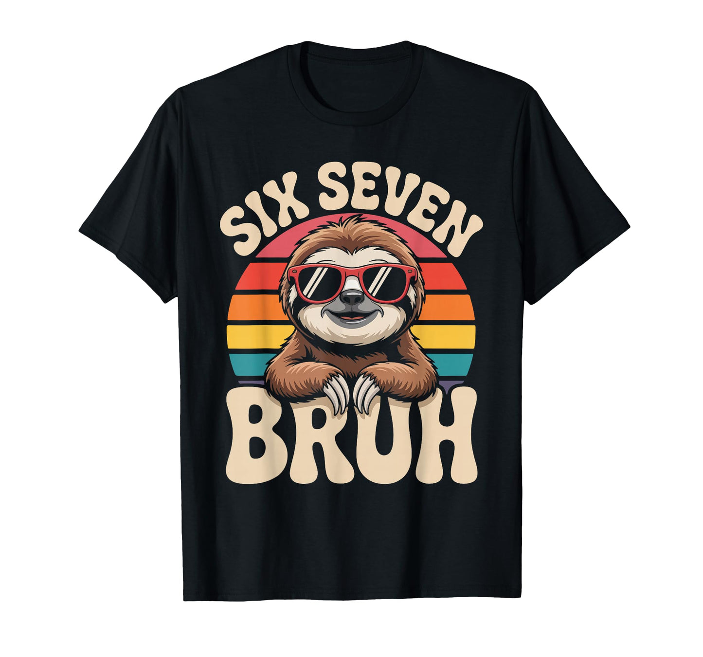 Six Seven Bruh Sloth Retro Vintage Funny 67 Meme Kids T-Shirt