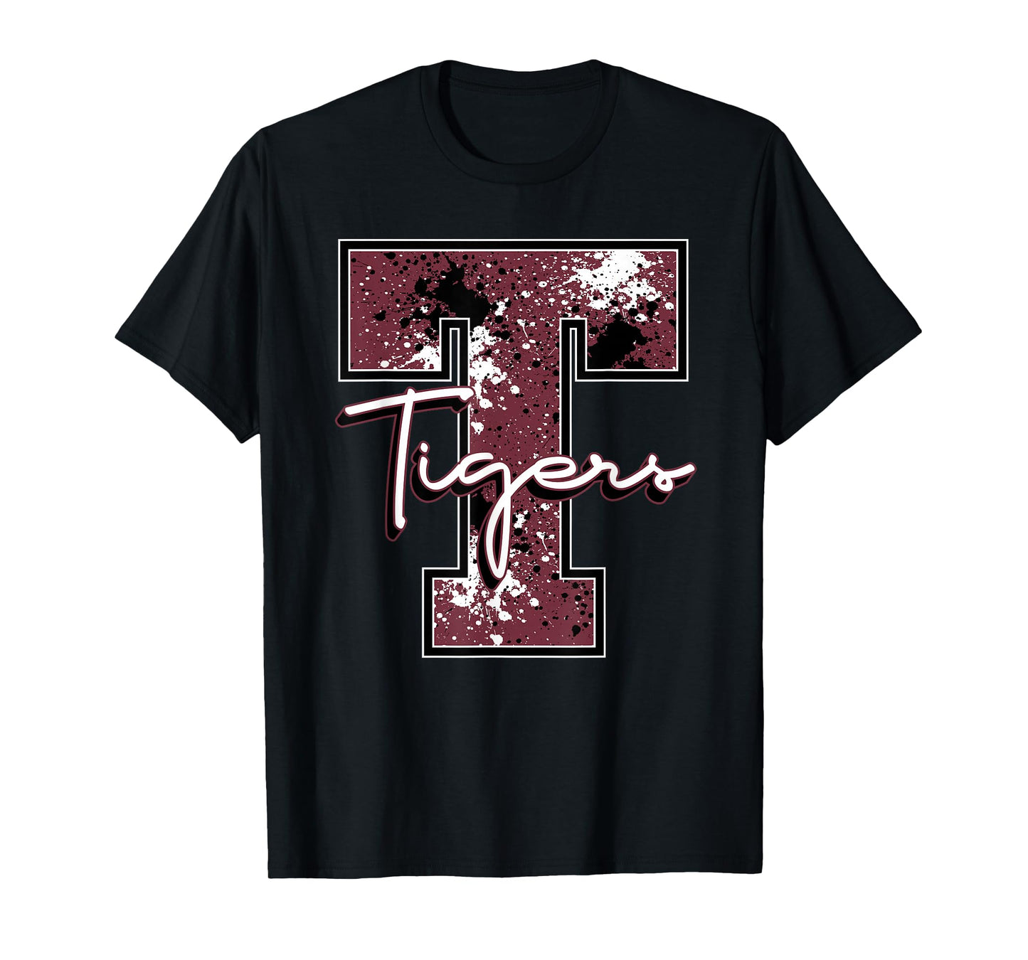Maroon Tigers School Spirit Mascot Tiger Pride Paw Teacher T-Shirt
