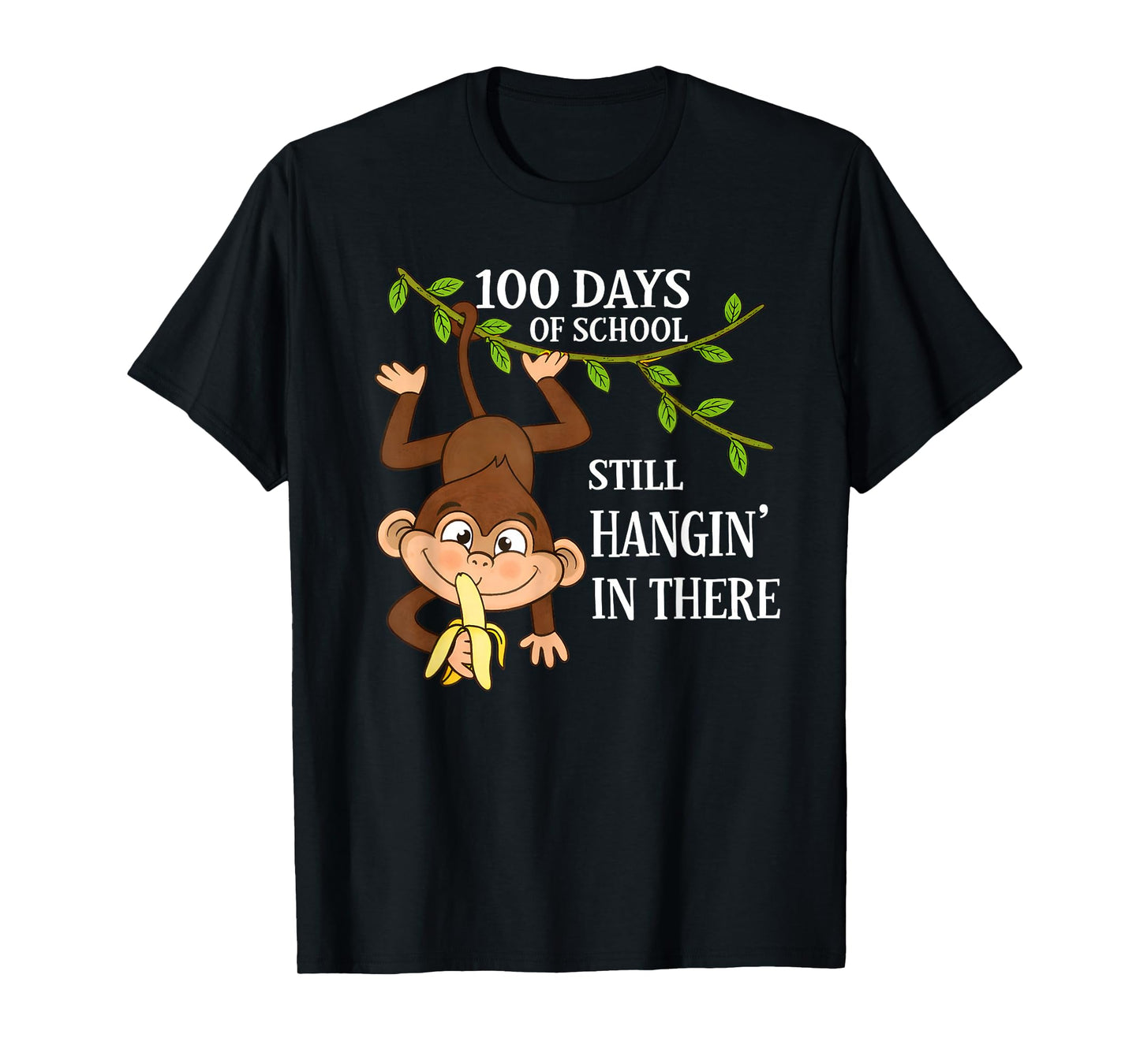 100 Days of School Still Hangin in There Monkey Teacher Kids T-Shirt