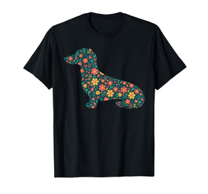 Vintage Floral Dachshund Shirt Women, Cute Dog Mom T-Shirt