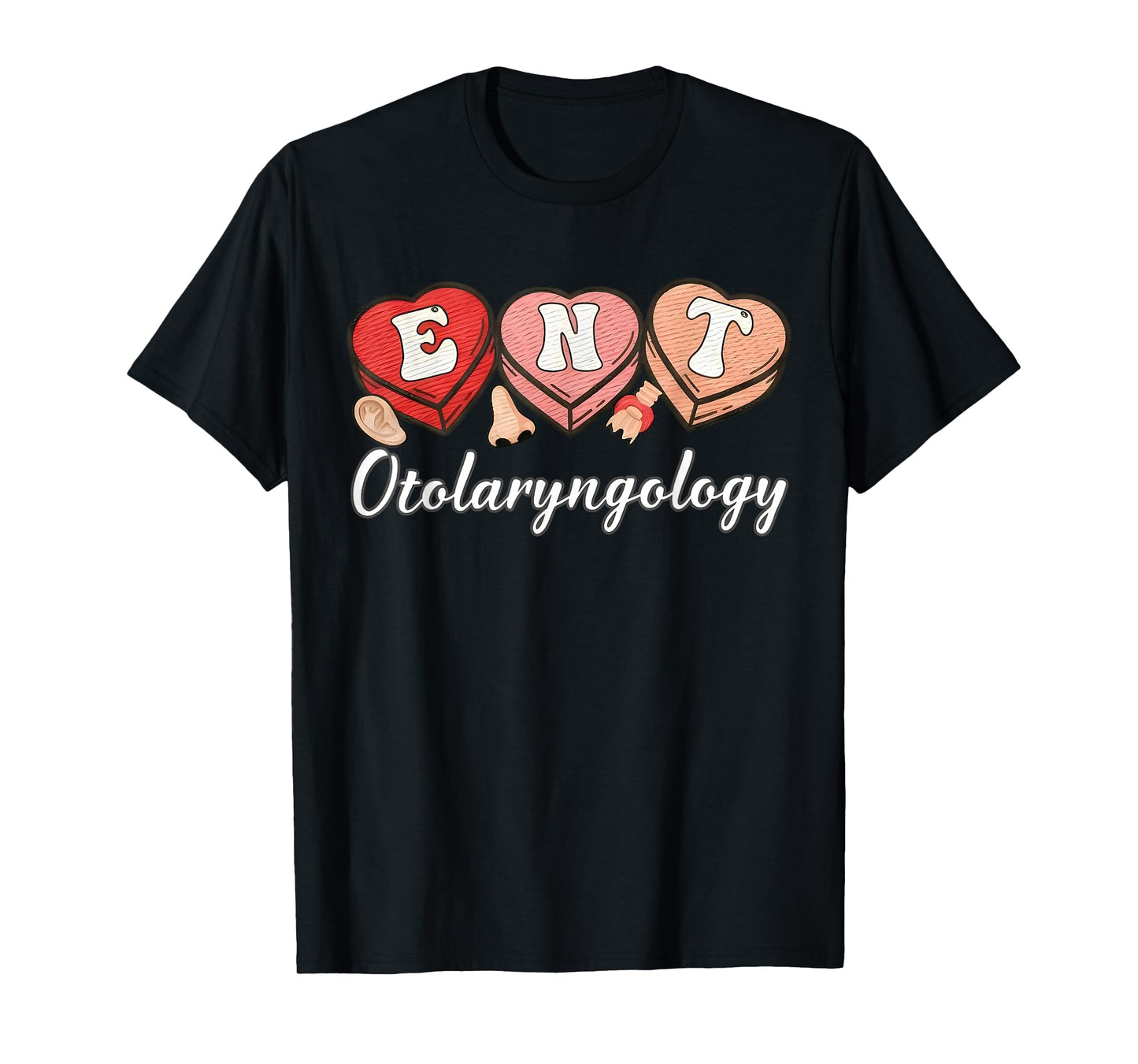 Retro ENT Nurse Otolaryngology Hearts Candy Valentines T-Shirt