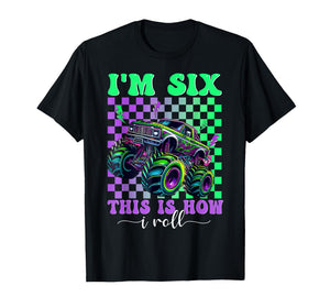 Kids 6th Birthday Boy Monster Truck 6 Year Old Bday Party T-Shirt